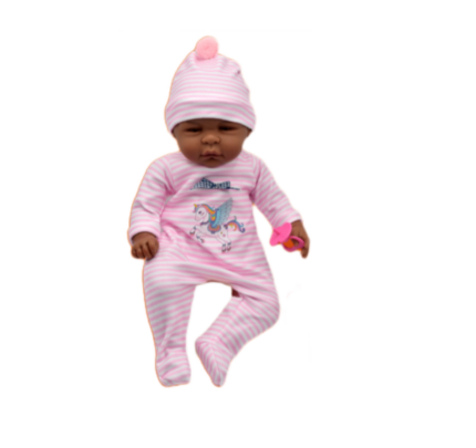 Muñeca negrita con pijama rosa 45cm